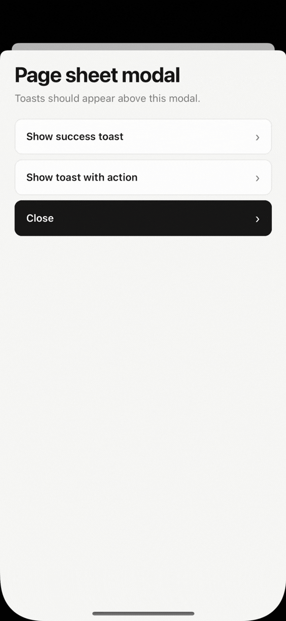 Native modal overlays — iOS